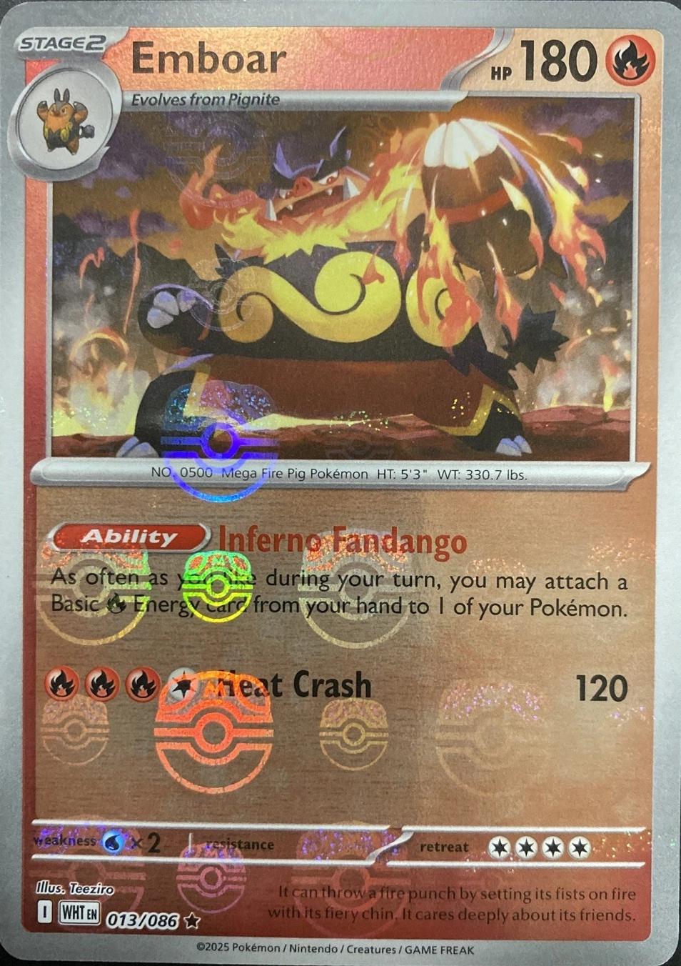 White Flare Emboar [Master-Ball] Pokémon card